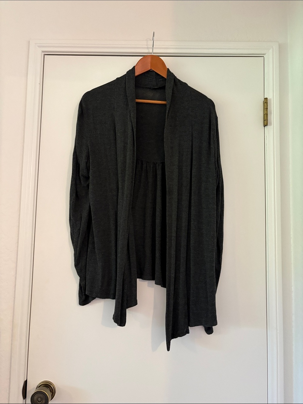 Open-Front Charcoal Gray Women's Cardigan Sweater